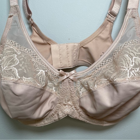 Lilyette Minimizer Bra 36DD Unlined Wired No Padding Full Coverage Mesh Beige - Picture 9 of 9